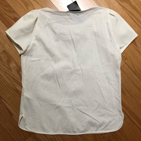 NWT ZARA BASIC Cream Embellished Top (Size L) - Picture 4 of 5